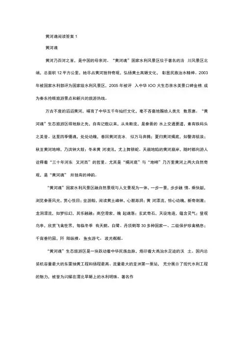 黄河魂阅读答案