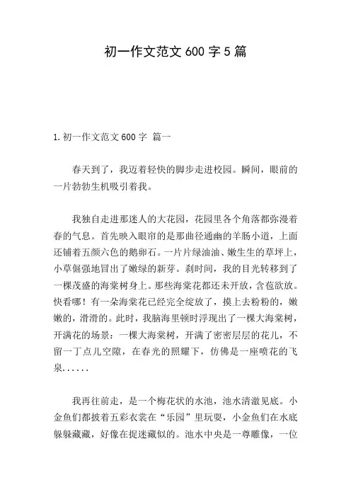 初一作文范文600字5篇