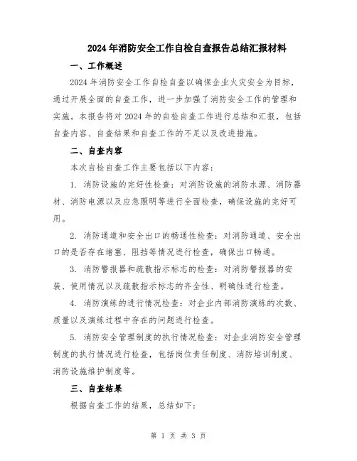 2024年消防安全工作自检自查报告总结汇报材料