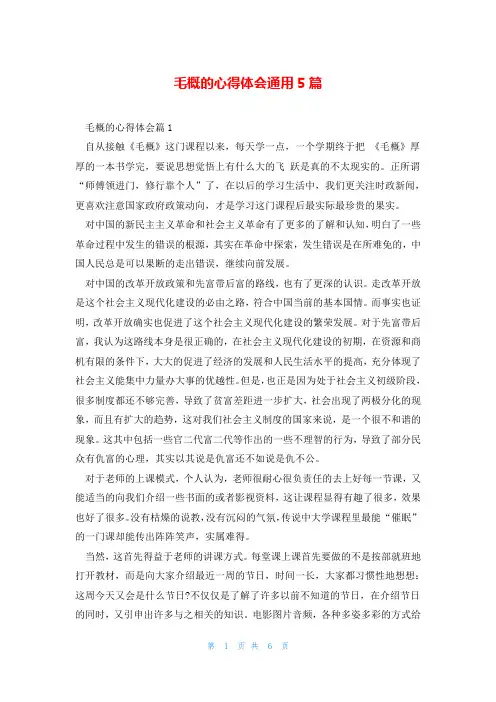 毛概的心得体会通用5篇