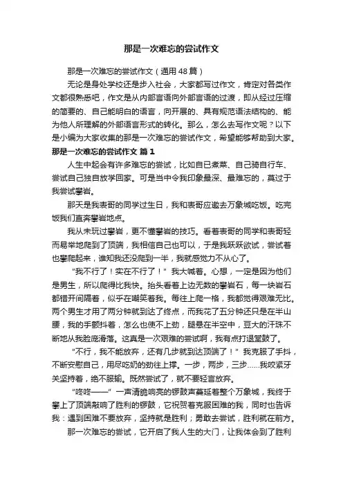 那是一次难忘的尝试作文（通用48篇）
