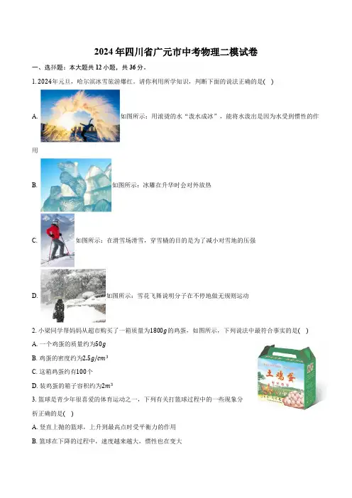 2024年四川省广元市中考物理二模试卷(解析版)
