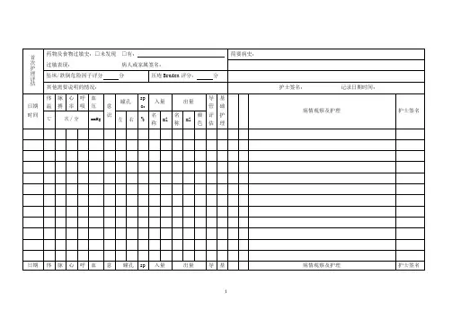 医院护理记录单模板