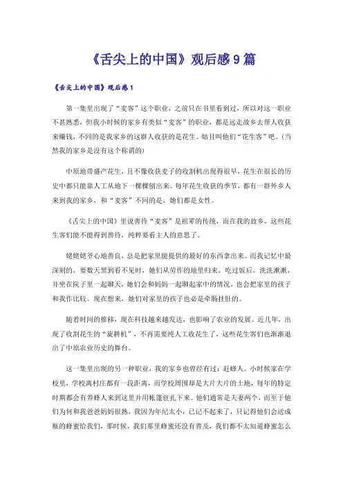 《舌尖上的中国》观后感9篇