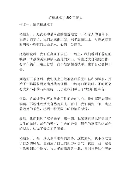 游稻城亚丁500字作文