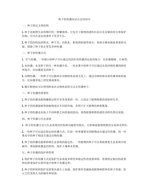 种子的传播知识点总结初中