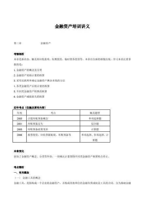 金融资产培训讲义