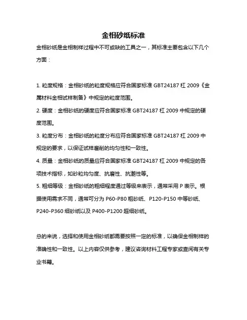 金相砂纸标准
