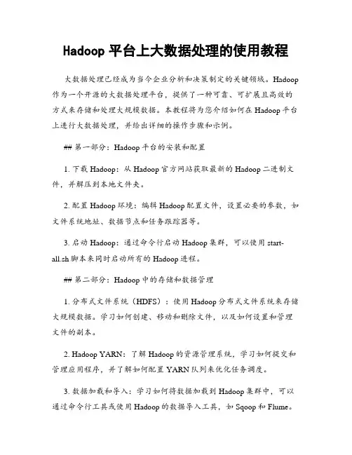 Hadoop平台上大数据处理的使用教程