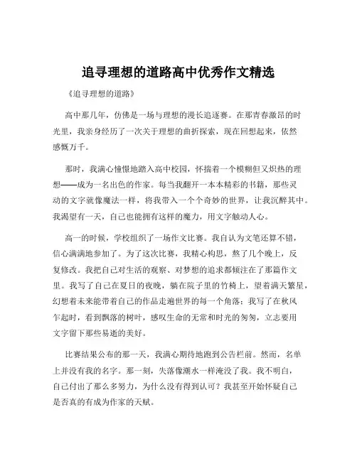 追寻理想的道路高中优秀作文精选