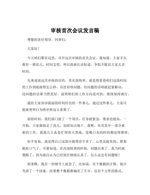审核首次会议发言稿