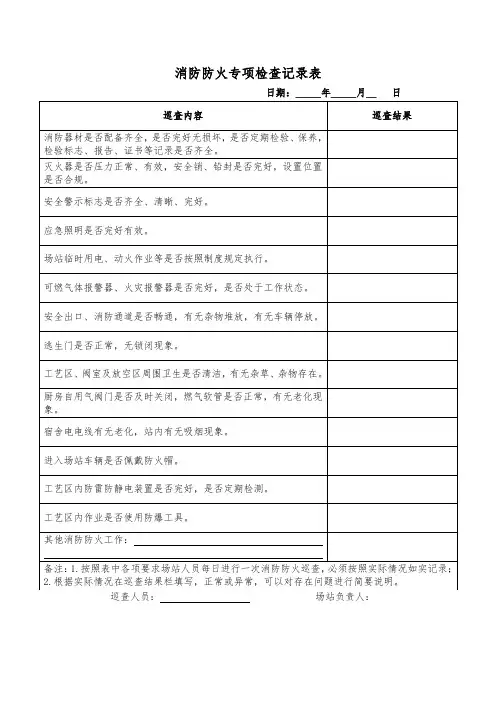 消防防火巡查记录表