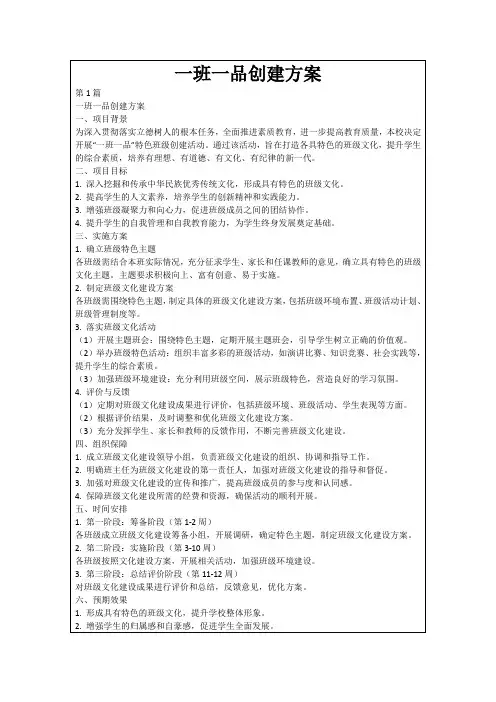 一班一品创建方案