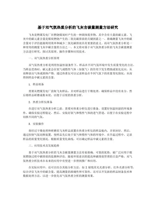 基于双气氛热重分析的飞灰含碳量测量方法研究