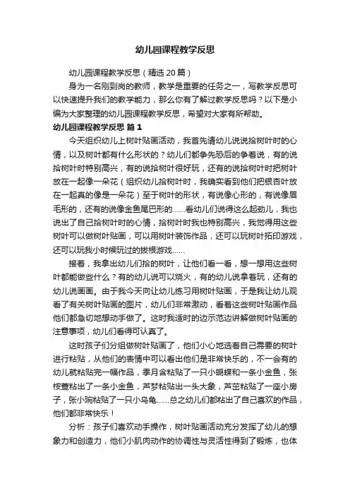 幼儿园课程教学反思（精选20篇）