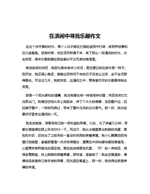 在清闲中寻找乐趣作文