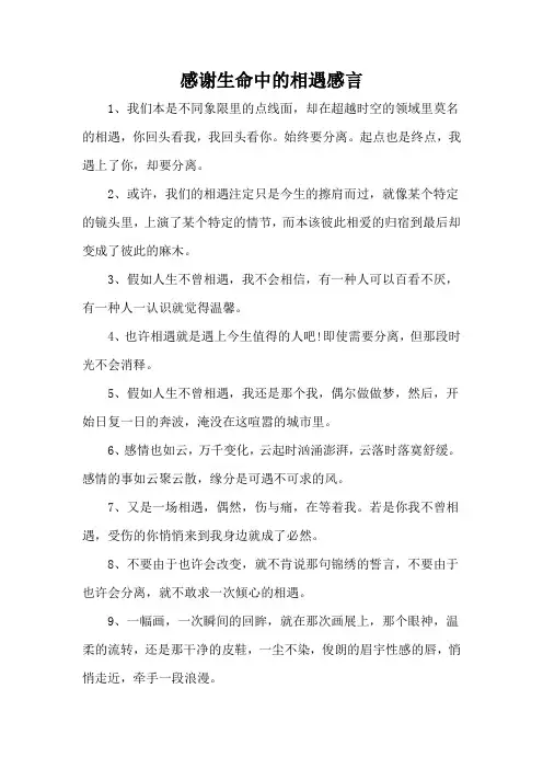 感谢生命中的相遇感言