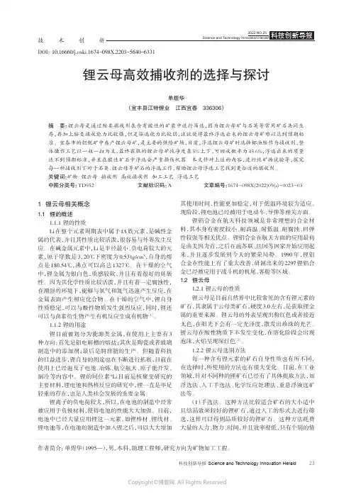 211065656_锂云母高效捕收剂的选择与探讨