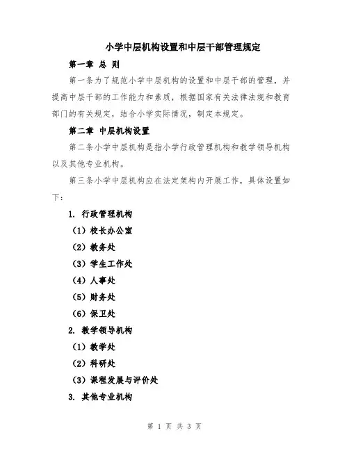 小学中层机构设置和中层干部管理规定