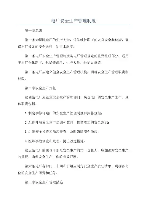 电厂安全生产管理制度