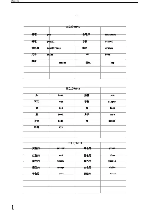 自制PEP小学英语单词卡片