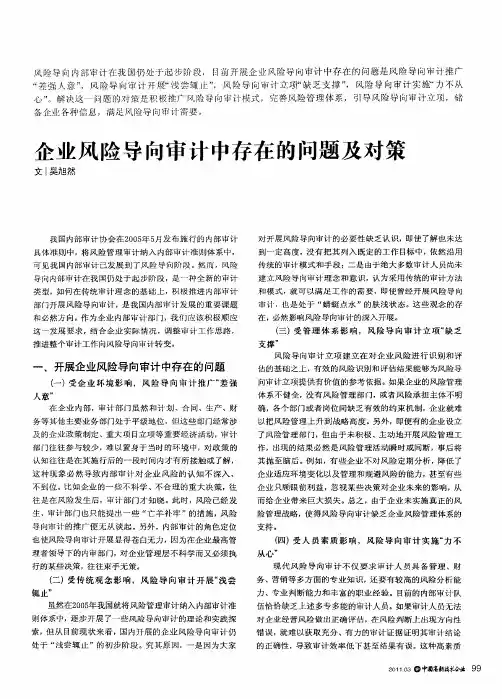 企业风险导向审计中存在的问题及对策