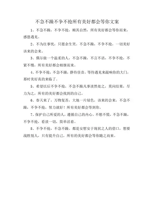 不急不躁不争不抢所有美好都会等你文案