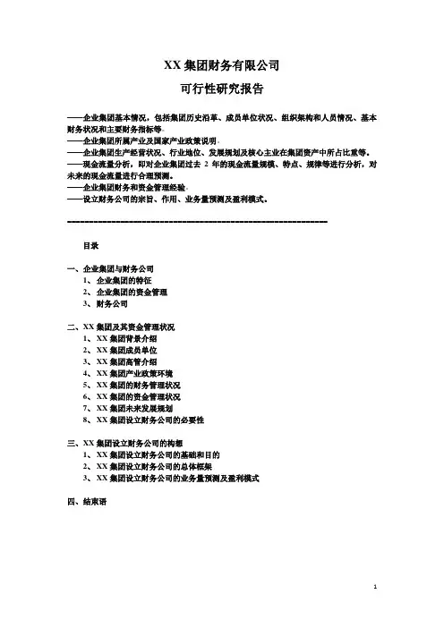财务公司筹建可行性研究报告