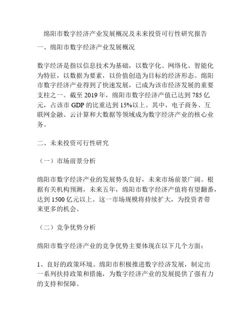 绵阳市数字经济产业发展概况及未来投资可行性研究报告