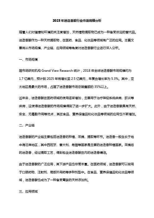 2023年迷迭香酸行业市场规模分析