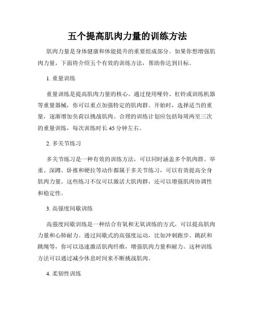 五个提高肌肉力量的训练方法