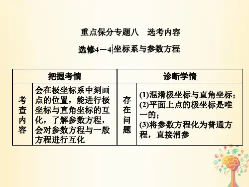 2020高考数学(文)二轮专题课件：重点保分专题八 选修4-4