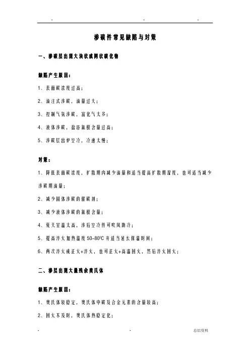渗碳件常见缺陷与对策