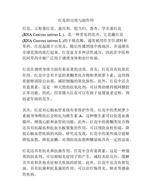 红花的功效与副作用
