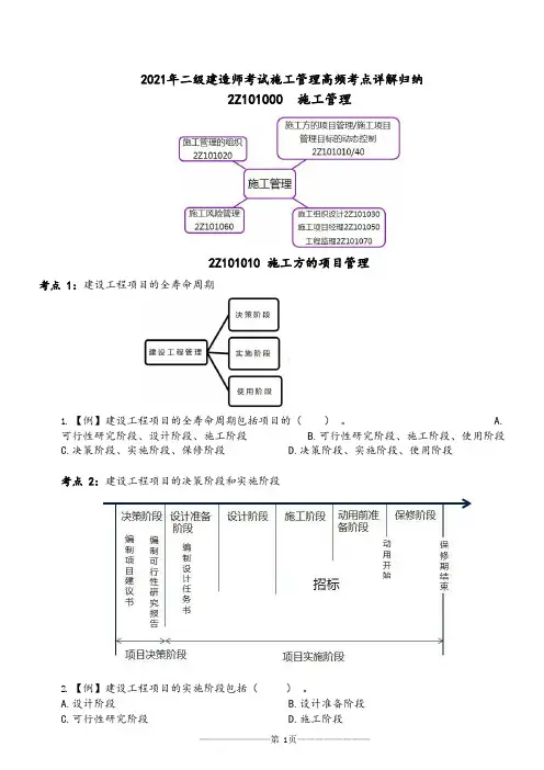 2021年二级建造师考试施工管理高频考点详解归纳