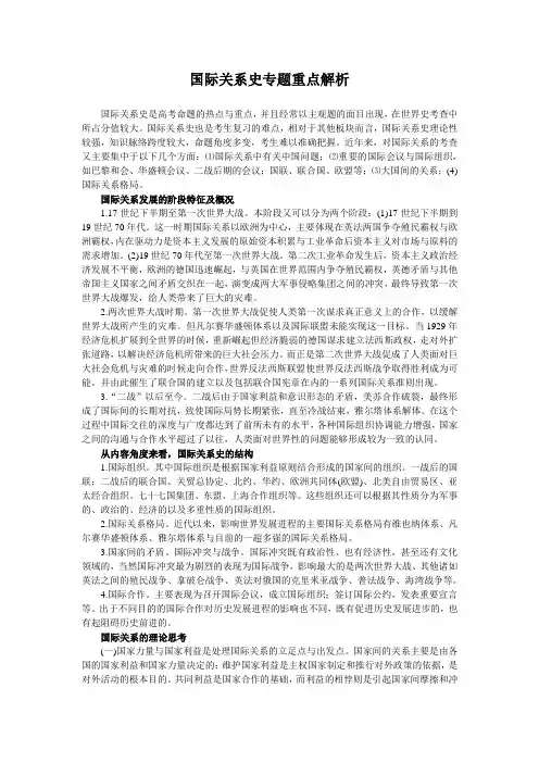 国际关系史专题重点解析