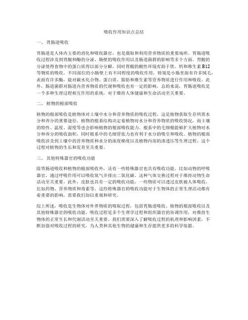 吸收作用知识点总结
