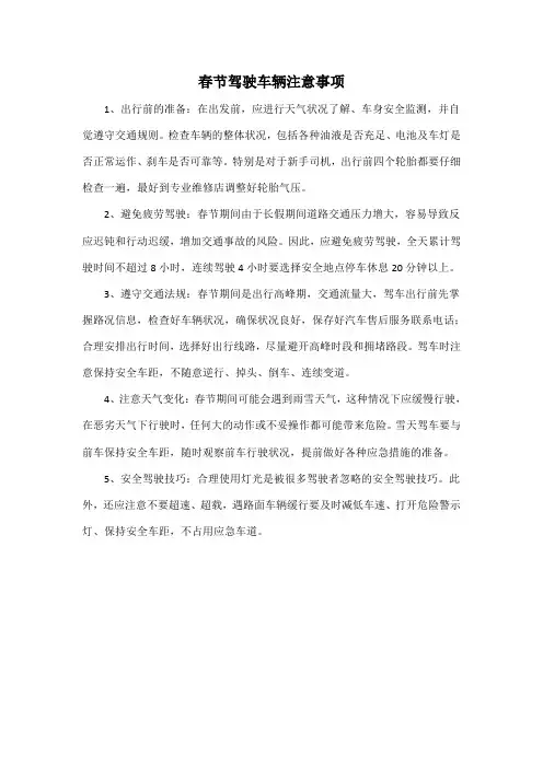 春节驾驶车辆注意事项