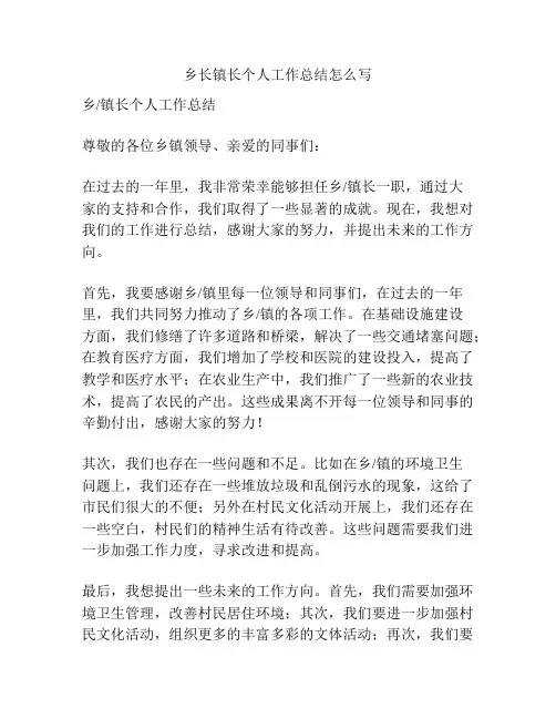 乡长镇长个人工作总结怎么写