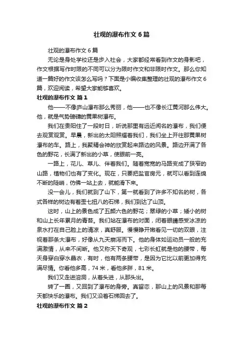 壮观的瀑布作文6篇