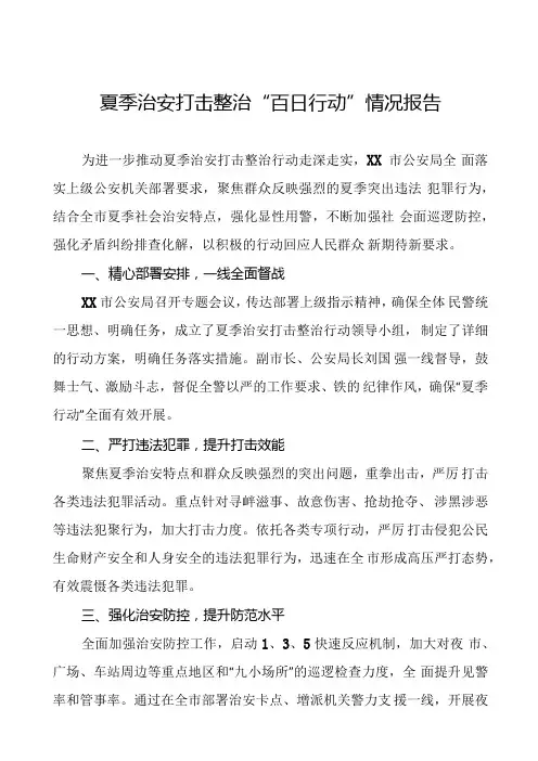 派出所开展2024年夏季治安打击整治专项行动总结报告15篇.docx