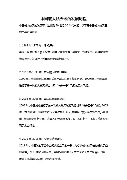 中国载人航天器的发展历程