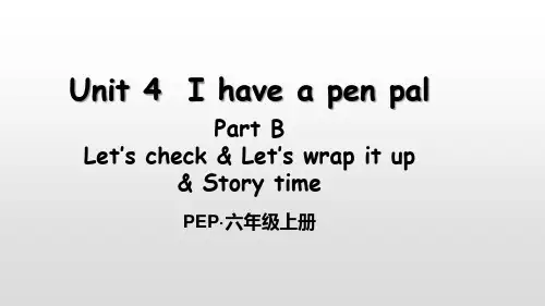 2020年人教版PEP英语六年级上册Unit 4I have a pen pal  Part B 第四课时课件