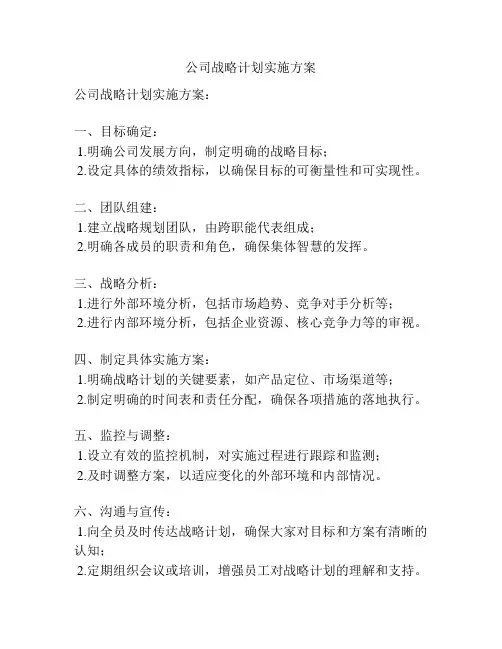 公司战略计划实施方案