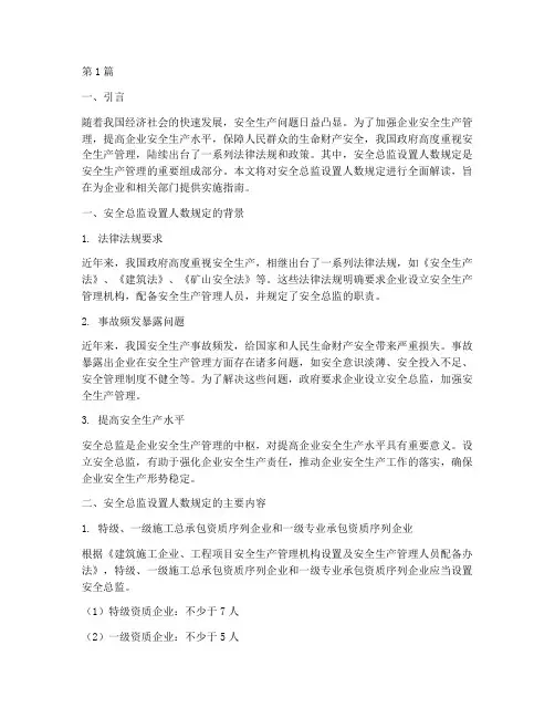 安全总监设置人数规定(3篇)