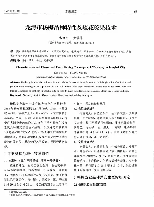 龙海市杨梅品种特性及疏花疏果技术