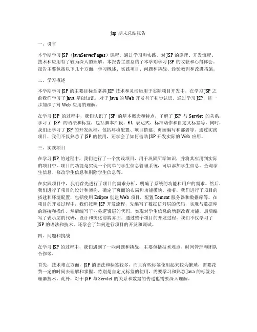 jsp期末总结报告