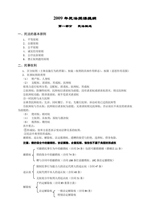 2009年系统强化班民法授课提纲修订版丁绍宽
