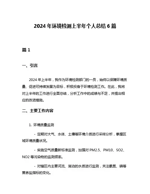 2024年环境检测上半年个人总结6篇