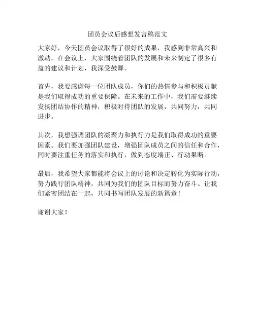 团员会议后感想发言稿范文